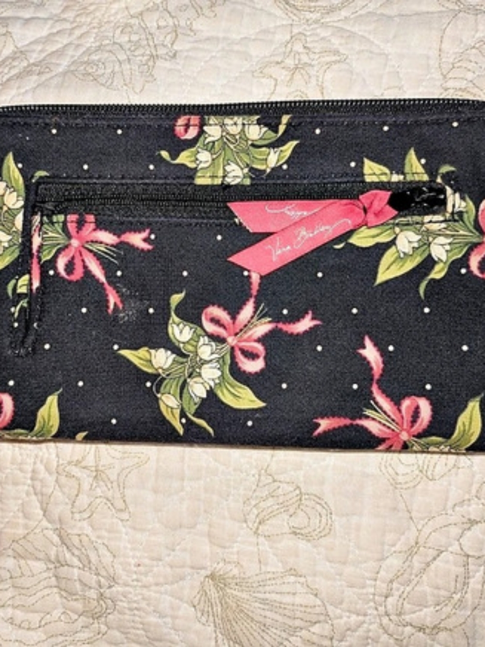 Vera Bradley Zip-Around Wallet in New Hope Black & Pink